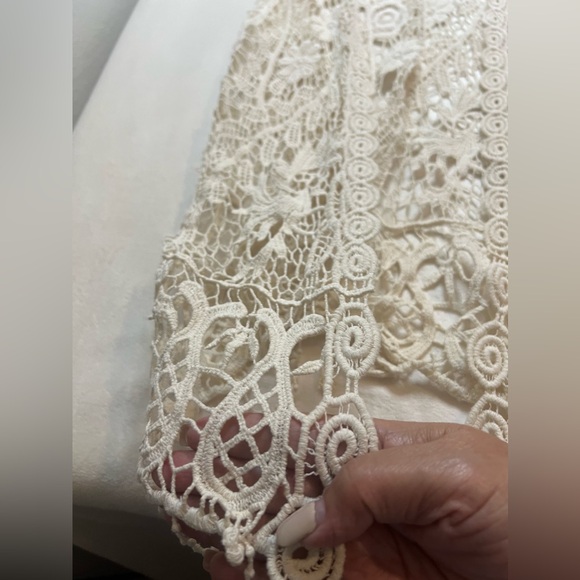 MADDISON Open Stitch Crochet Cardigan Boho hippie vest Women size M Cream color - Picture 7 of 11